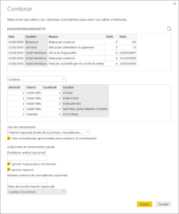 Añadir tabla de transformaciones al combinar consultas