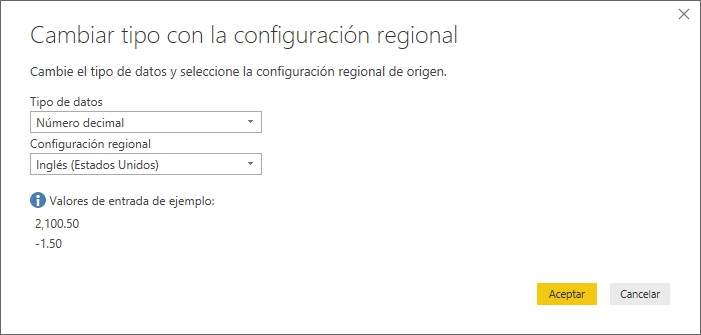 Cambiar tipo de dato con configuración regional