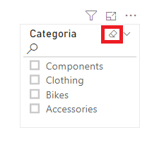 Borrar selecciones de la segmentación de datos en Power BI Desktop 