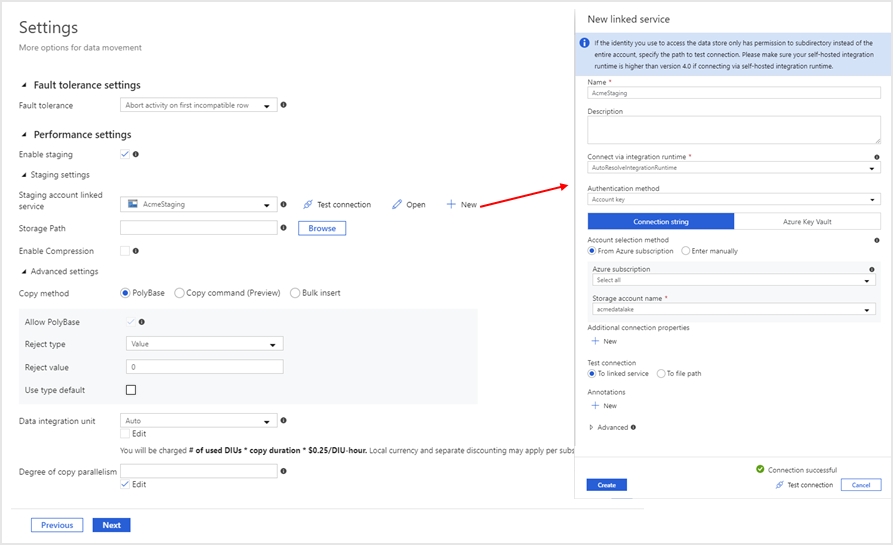 Azure Data Factory - Configuración de la copia