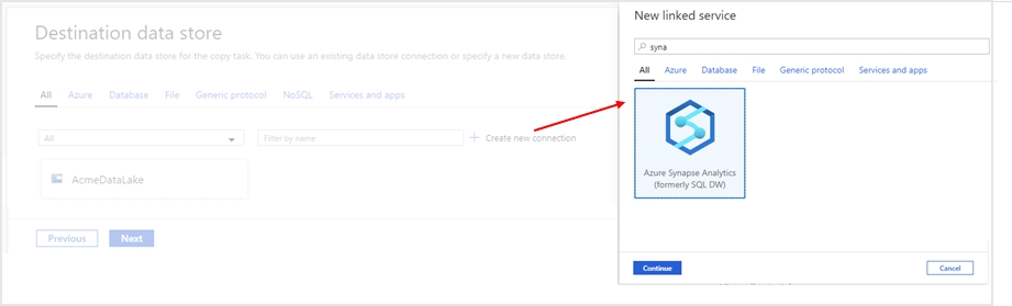 Azure Data Factory - Conexión a Azure Synapse Analytics