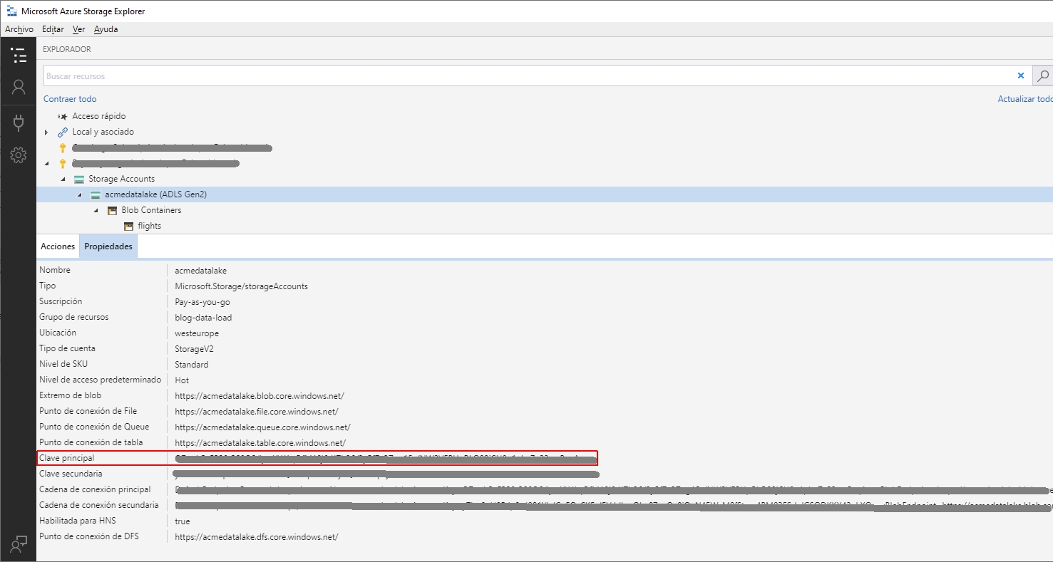 Azure Data Lake - Clave compartida