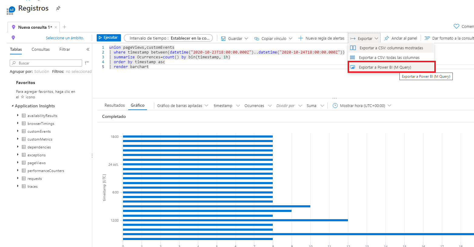 dataXbi - exportar-consulta-M-Application-Insights