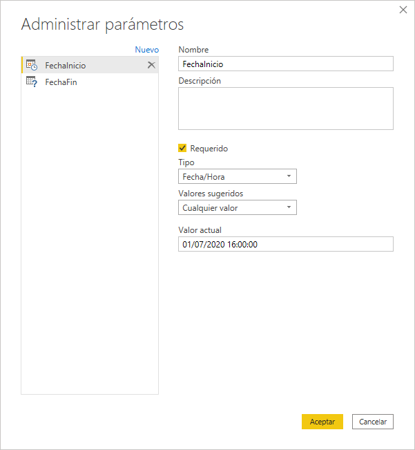 dataXbi - parametro-FechaInicio