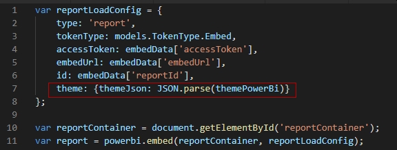 Cambiando el tema de un informe con Power BI Embedded