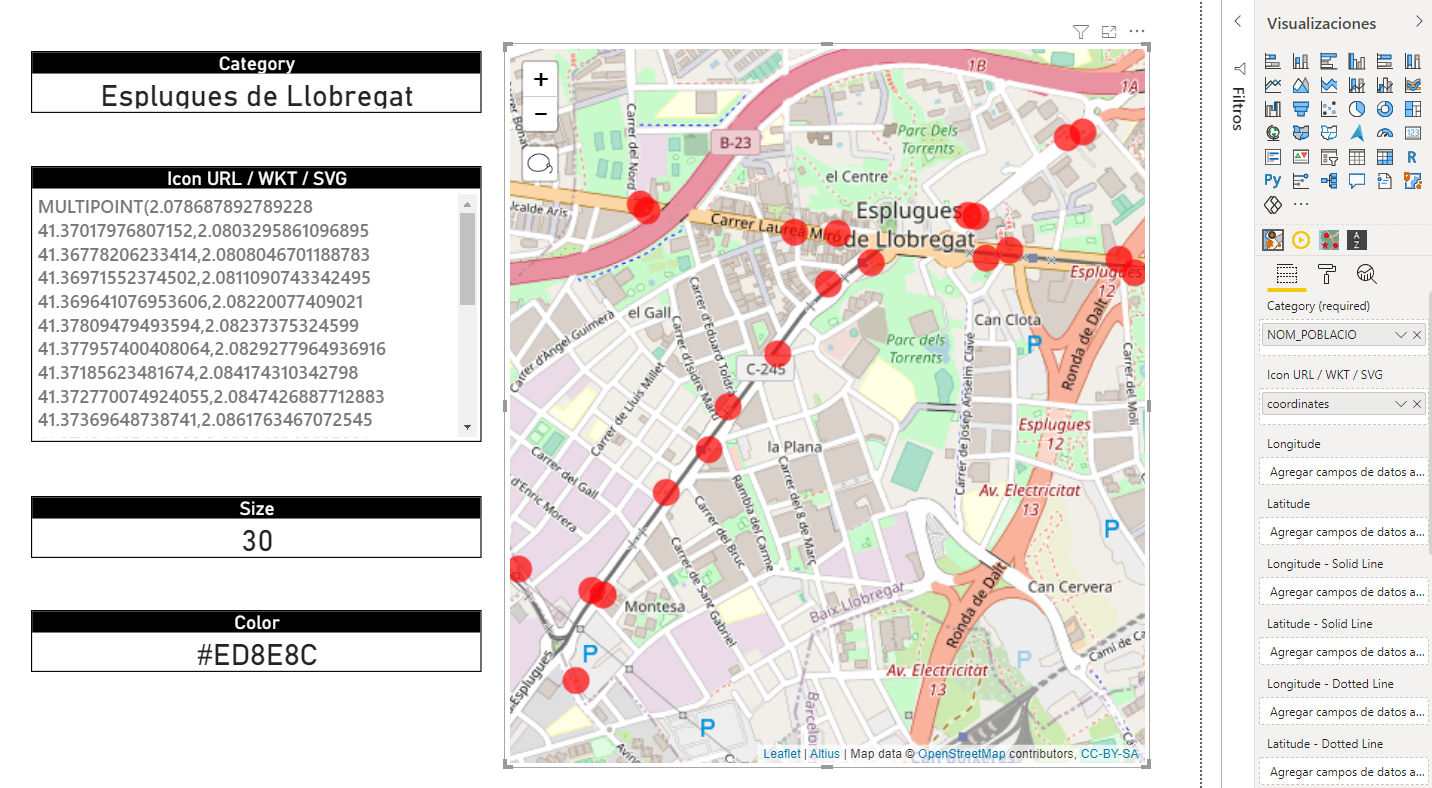 Icon Map multipoint y color