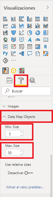 Icon Map - Opciones de DataMap Objects