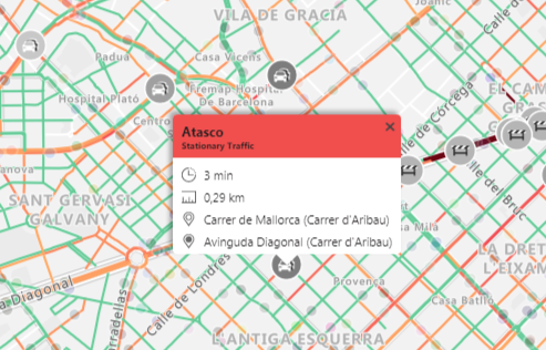 Azure Maps atasco en carretera