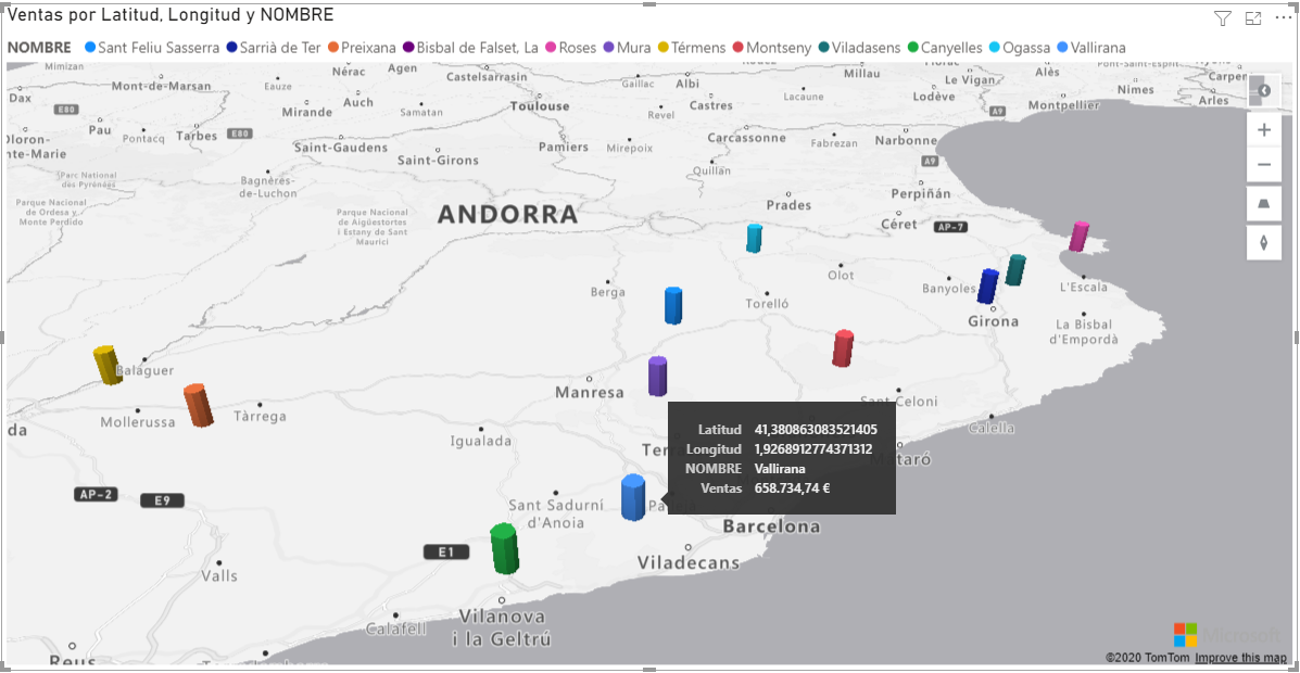 Azure Maps Capa de gráfico de barras