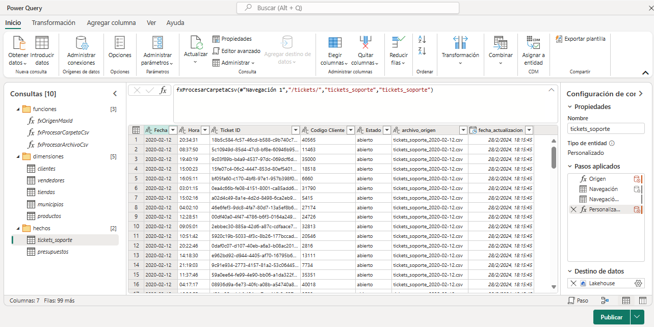 dataXbi - copiar datos desde SharePoint a la capa de bronce utilizando un flujo de datos