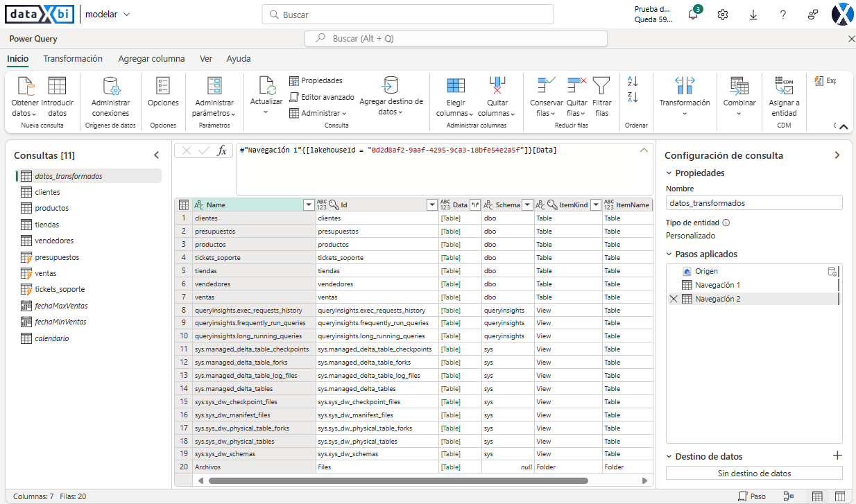 dataXbi-ETL- Flujo de datos Modelar