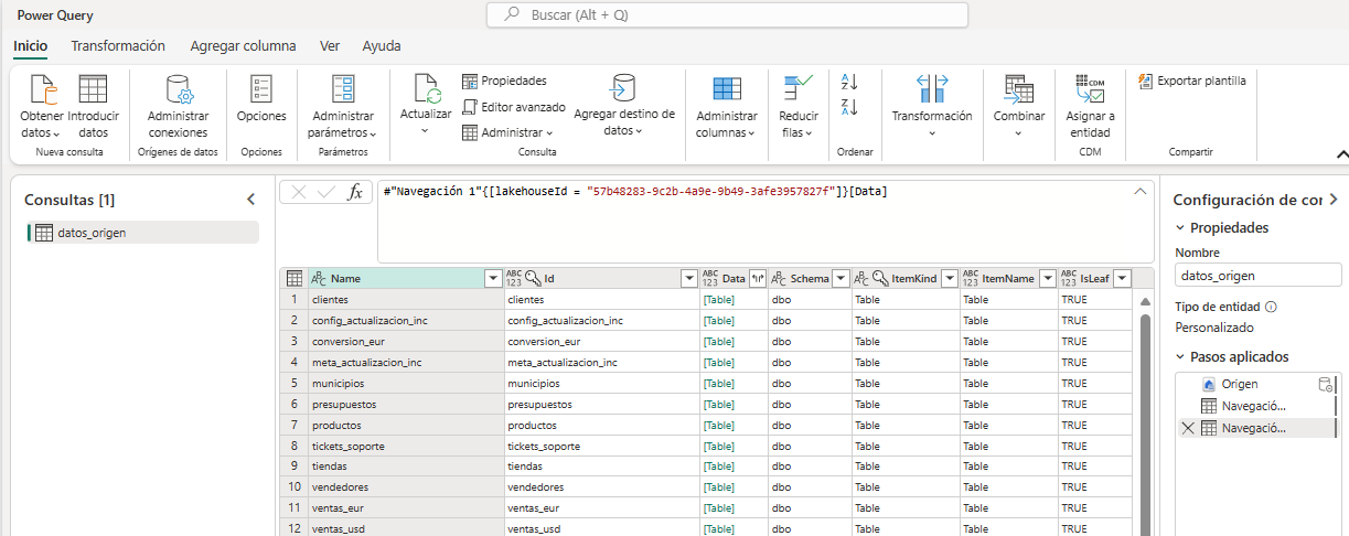 dataXbi-ETL con Flujos de datos Transformaciones Tablas